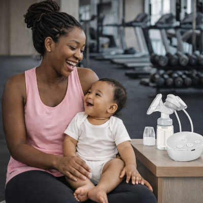 Tire-lait-electrique-Duo-fiole-Puissance-maman-bebe-gym